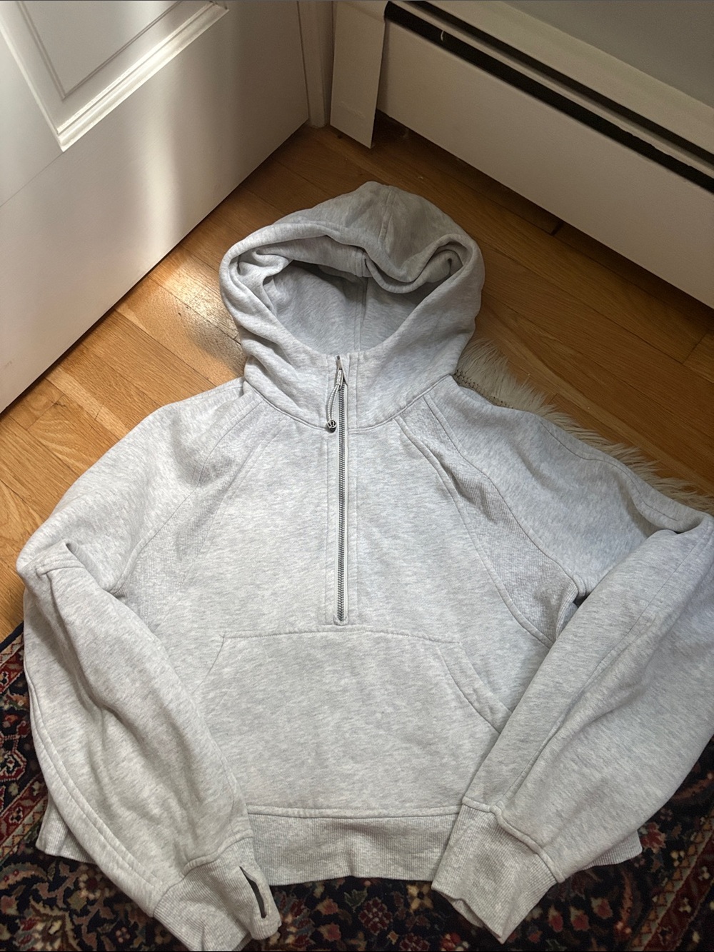 lululemon women Heather Gray Half-Zip Hooded Sweatshirt